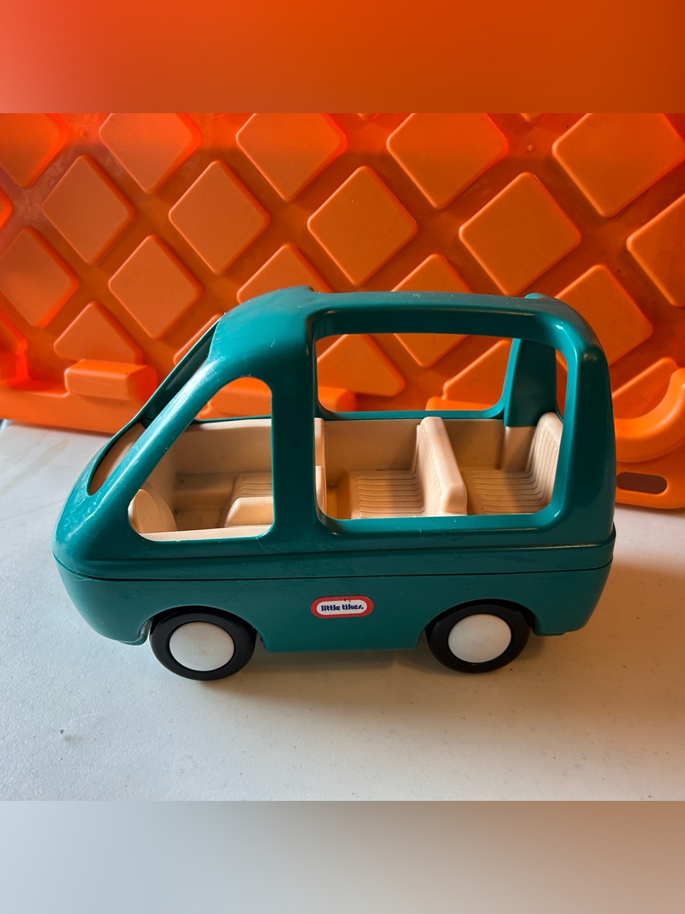 Vintage Little Tikes Dolls House Family Van Green 1990s Teal 6 Seater Mini Bus